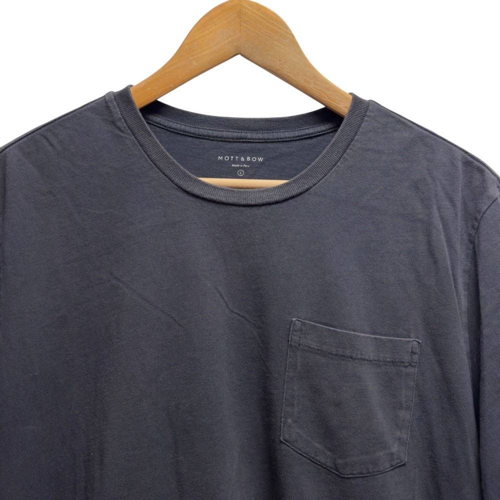 Mott & Bow Mens Large Charcoal Gray Pocket Crewneck Short Sleeve Cotton T-Shirt